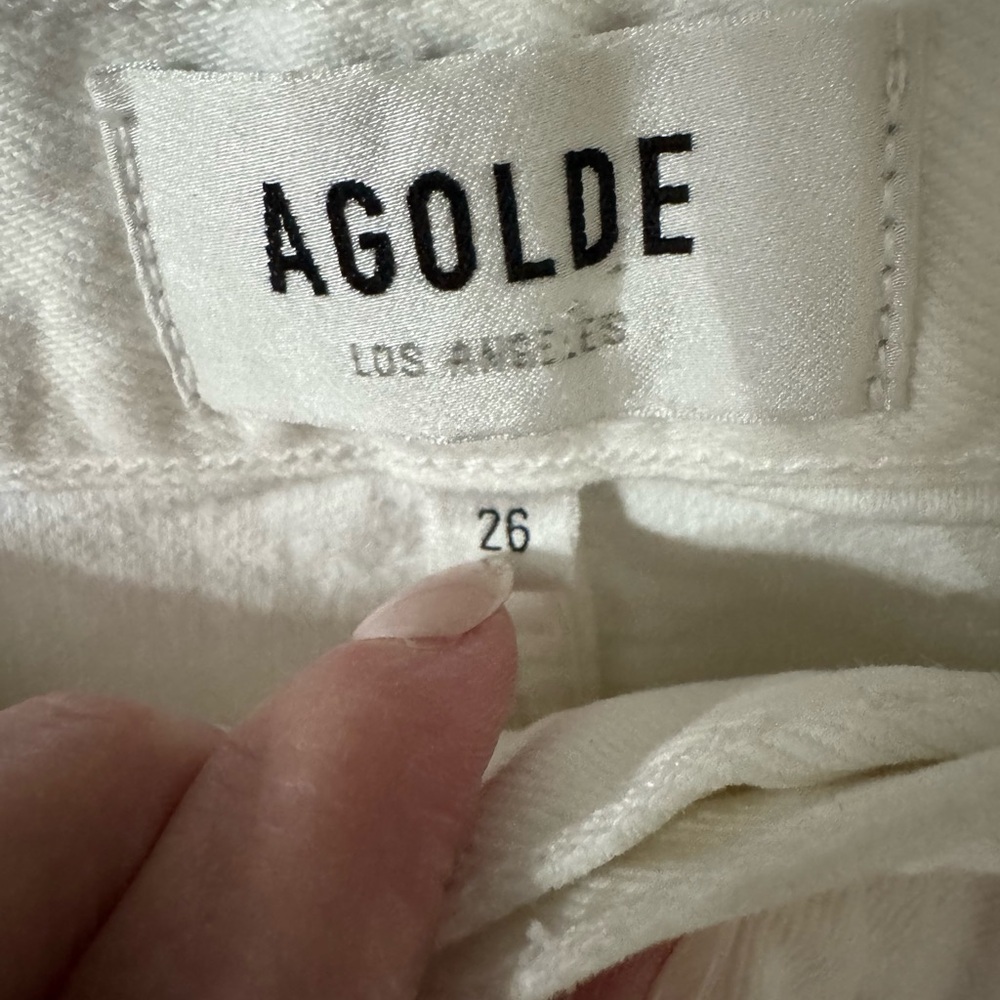 Agolde 90s High Rise Loose Fit White Distressed Straight Leg Jeans - Picture 6 of 9